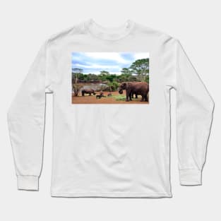 African Elephant White Rhinoceros South Africa Long Sleeve T-Shirt